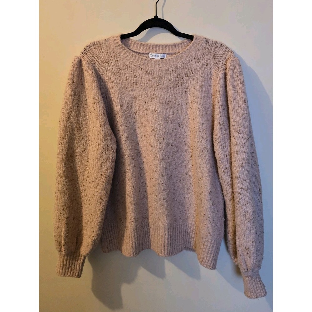 Ophelia Roe Sweater Womens Size XL Light Pink With Gold Flecks Oversized Cottage - Picture 2 of 6
